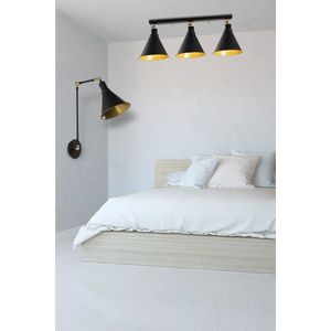 Set lustra si aplica de perete, Berceste - Set1, Opviq, 20 x 56 cm / 70 x 26 cm, E27, 40W, negru imagine