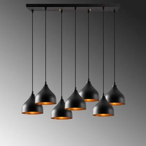 Lustra, Tattoo - 6221, Tatum, 80 x 40 x 114 cm, 7 x E27, 40W, negru imagine