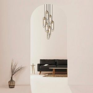 Lustra, Cerco - 2051, Tatum, 48 x 48 x 132 cm, 7 x E27, 40W, negru/auriu imagine