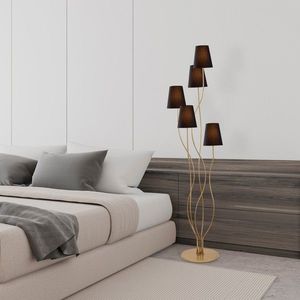 Lampadar, Bonibon - 13242, Fulgor, 44 x 44 x 160 cm, 5 x E14, 40W, auriu/negru imagine