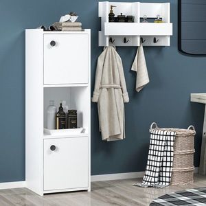 Dulap pentru baie, Olivia, Teo - White, 38.6 x 120 x 35 cm, pal melaminat, alb imagine