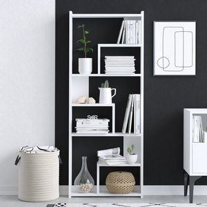 Biblioteca, Emerald, Prins, 60 x 150 x 15 cm, pal melaminat, alb imagine