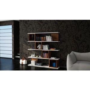 Biblioteca, Moblert, Wind, 120 x 119.9 x 19.5 cm, pal melaminat, alb/maro imagine