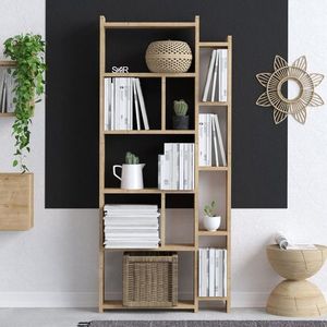 Biblioteca, Emerald, Momo, 65 x 150 x 15 cm, pal melaminat, stejar imagine