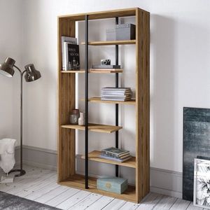 Biblioteca, Zena Home, Presto 875ZNA3659, 90 x 173.2 x 29.5 cm, pal melaminat, nuc/negru imagine