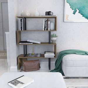 Biblioteca, Zena Home, Adriana 875ZNA3624, 91.5 x 124.5 x 29.5 cm, pal melaminat, stejar/negru imagine