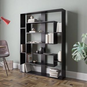 Biblioteca, Zena Home, Esteban 875ZNA3649, 120 x 156 x 22 cm, pal melaminat, negru imagine