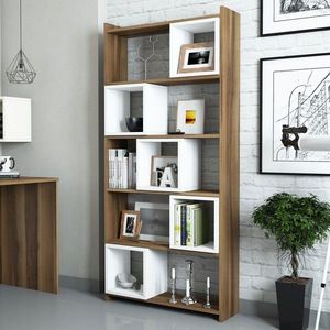 Biblioteca, Hommy Craft, Box 845HCT3601, 80 x 170 x 22 cm, pal melaminat, nuc/alb imagine