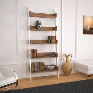 Biblioteca, Comforty, Only 801CMY3608, 80 x 195 x 32 cm, pal melaminat, stejar inchis/alb imagine