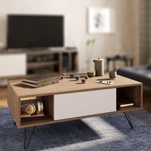 Masuta de cafea, Locelso, Mistico, 120 x 45.6 x 60 cm, pal melaminat, nuc/alb imagine