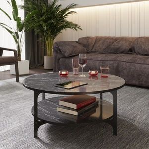 Masuta de cafea, Hadley, Versy, 90 x 90 x 36.8 cm, pal melaminat/metal, negru imagine