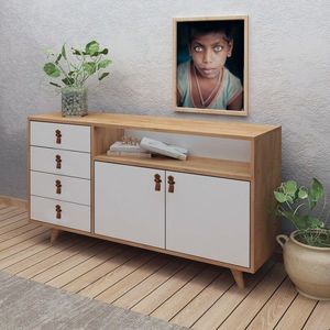 Consola, Mod Design, Lavina, 140 x 86 x 40 cm, pal melaminat, stejar/alb imagine