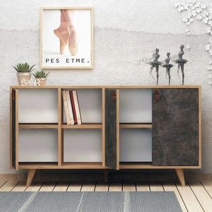 Consola, Mod Design, Planky, 140 x 86 x 40 cm, pal melaminat, stejar/gri imagine