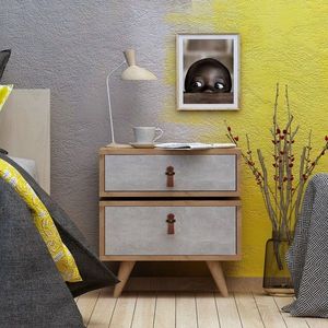 Noptiera, Mod Design, Olenj, 50 x 59 x 40 cm, pal melaminat, stejar/alb imagine