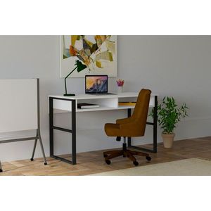 Birou, Puqa Design, Misto, 120 x 72 x 60 cm, pal melaminat/metal, alb/negru imagine