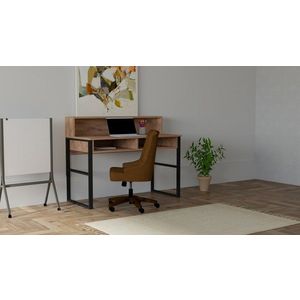Birou, Puqa Design, Kemo, 120 x 95.8 x 55 cm, pal melaminat/metal, nuc/negru imagine