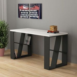 Birou, Decortie, Honey, 140 x 75 x 60 cm, pal melaminat, alb/antracit imagine