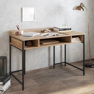 Birou, Hadley, Tumata, 119.5 x 65.2 x 62 cm, pal melaminat/metal, nuc/negru imagine