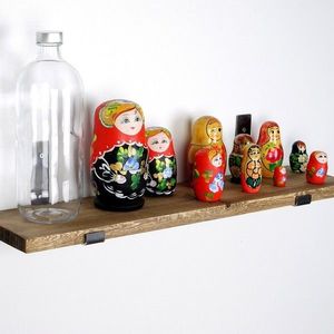 Raft pentru bucatarie, Evila Originals, LAM009, 60 x 16 x 14 cm, lemn de molid/metal, negru/nuc imagine
