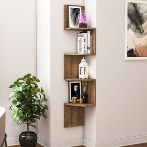 Raft pentru perete, Decorotika, Desaldo, 29.6 x 29.6 x 155.2 cm, pal melaminat, nuc imagine