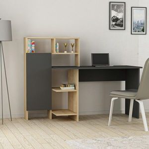 Birou, Arnetti, Buğra, 135.9x111.8x60 cm, PAL, Antracit / Stejar imagine