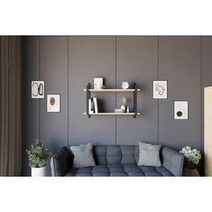 Raft de perete, Asse Home, Abat, 90x60x22 cm, PAL , Maro imagine