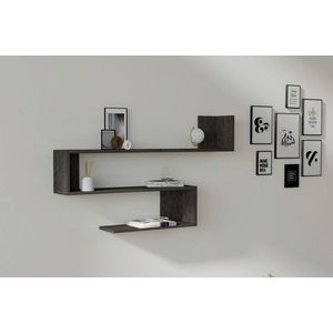 Raft de perete, Asse Home, Penne , 120x71x20 cm, Antracit imagine