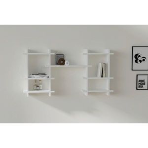 Raft de perete, Asse Home, Tefo, 116.4x60x19.5 cm, Alb imagine