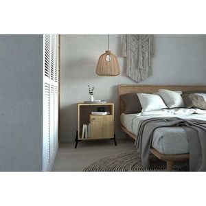Noptiera, Asse Home, Hazal, 50x50x61 cm, Stejar / Negru imagine