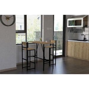 Set masa si scaune 3 piese, Asse Home, Tibet, Stejar / Negru imagine