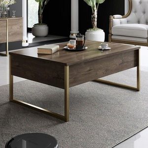 Masuta de cafea, Bexley, Luxe, 90x60x40 cm, Nuc / Aur imagine