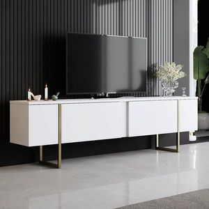 Comoda TV, Bexley, Luxe, 180x30x50 cm, Alb/Auriu imagine