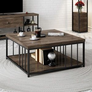 Masuta de cafea, Bexley, Zenn, 90x90x40 cm, Nuc / Negru imagine
