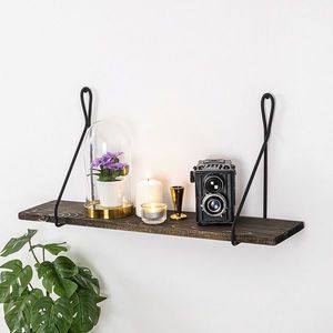 Raft de perete, Cerritos, Amaryllis, 60x27x15 cm, Negru / Nuc Inchis imagine
