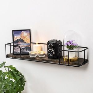 Raft de perete, Cerritos, Syringa, 60x10x15 cm, Negru / Nuc Inchis imagine