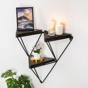 Raft de perete, Cerritos, Freesia, 57x45x15 cm, Negru / Nuc Inchis imagine
