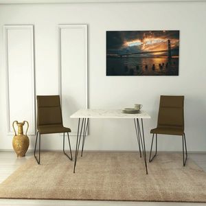 Masa, Comforty, Sandalf Square, 90x75x90 cm, Alb/Negru imagine