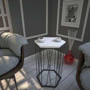 Masuta, Comforty, Cetrus Wood, 40x62x35 cm, Alb/Negru imagine