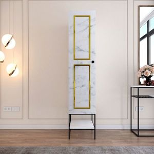 Dulap pentru haine, Comforty, Martin 1, 42x200x50 cm, Alb / Negru / Auriu imagine