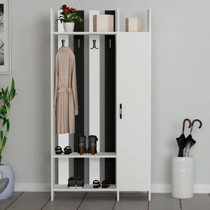 Cuier de perete, Coraline, Pro, 93.3x180x33.5 cm, Alb / Antracit imagine