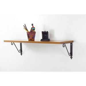 Raft de perete, Decormet, Senfoni Ferforje, 72x25x20 cm, Maro imagine