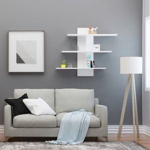 Raft de perete, Decormet, Lale, 111x90x20 cm, Alb imagine