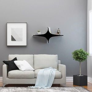 Raft de perete, Decormet, Susen, 90x45x20 cm, Alb/Negru imagine