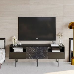 Comoda TV, Decorotika, Derin, Negru / Marmură imagine