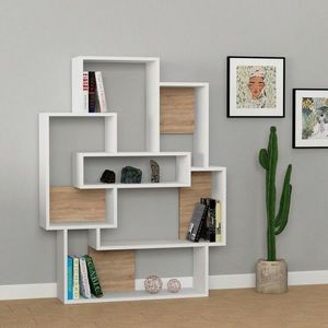 Corp biblioteca, Decortie, Barce, 101x132x22 cm, Stejar alb imagine