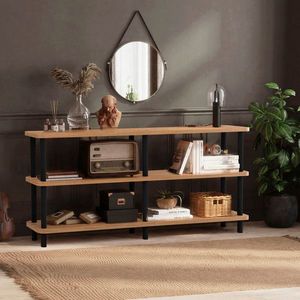 Corp biblioteca, Dora, Raca, 150x74.9x35 cm, Negru / Pin Atlantic imagine
