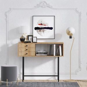 Bufet, Elegance, Paco, 100x35x85 cm, Stejar / Negru imagine