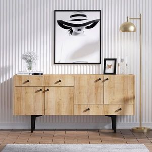 Consola, Elegance, Misty, 140x40x70 cm, Stejar / Negru imagine