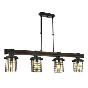 Lustra, Avonni, 683AVN1403, Metal, Negru / Stejar imagine