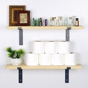 Raft de perete, Evila Originals, LAM001, 60x16x14 cm, Nuc negru imagine